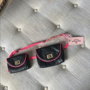 NWT Juicy Couture JC Double Belt Bag In Black/Pink